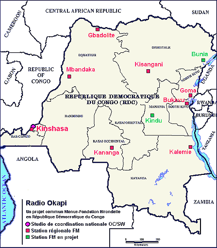 le dispositif de diffusion de radio Okapi (avril 2002)